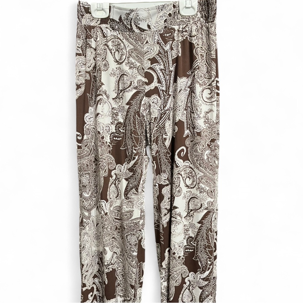 IMAN Chocolate and Cream Paisley Pants